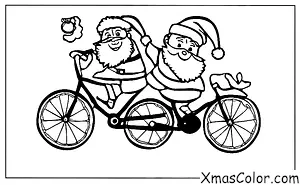 Christmas / Santa Claus: Santa riding a bike