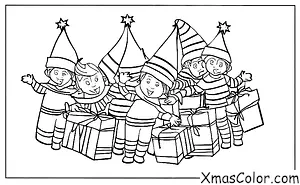 Christmas / Santa's elves: Santa's elves wrapped up in a big bundle of presents