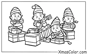 Christmas / Santa's Helpers: Santa's elves wrapping presents