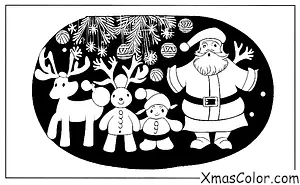 Christmas / Santa's reindeers: Santa and his reindeers in the forest