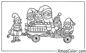 Christmas / Santa's sleigh: Santa and his elves loading the sleigh