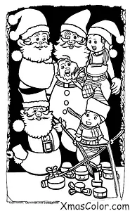 Christmas / Santa's Workshop: Santa and his elves making a toy