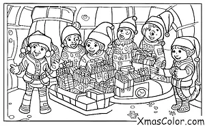 Christmas / Sci-Fi Christmas: Santa and his elves in a space station