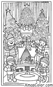 Christmas / Silent Night: A family is gathered around the fireplace singing Silent Night