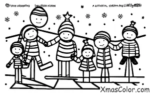 Christmas / Skiing: A family skiing together