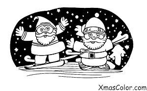 Christmas / Skiing: Santa skiing down a hill