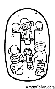 Christmas / Sledding: A group of children sledding together