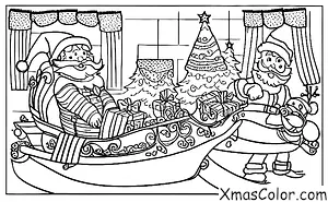 Christmas / Sleigh Bells: Santa Claus in his sleigh, pulling away from the North Pole