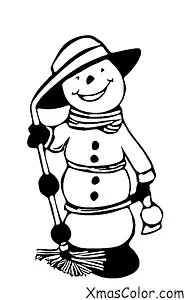 Christmas / Snow Man: A snow man with a broom