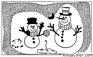Christmas / Snow Man: A snowman with a cat