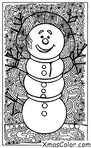 Christmas / Snow Man: A snowman with a Christmas wreath around his neck