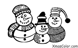 Christmas / Snow Man: A snowman with a family of birds on his head