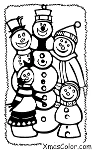 Christmas / Snow Man: A snowman with a family