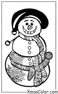 Christmas / Snow Man: A snowman with a Santa hat on his head