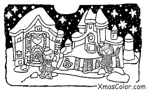 Christmas / Snow: A girl making a snow castle