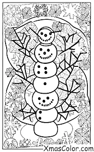Christmas / Snowflakes: A group of snowflakes forming a snowman