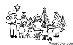 Christmas / St. Nicholas Day: A family decorating their Christmas tree