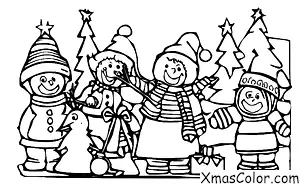 Christmas / St. Nicholas Day: A group of children building a snowman