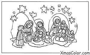 Christmas / St. Nicholas Day: A Nativity scene with the baby Jesus, Mary, and Joseph