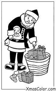 Christmas / St. Nicholas Day: St. Nicholas delivering candy in a child's shoe