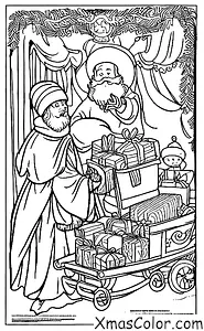 Christmas / St. Nicholas Day: St. Nicholas on his sleigh filled with candy and treats