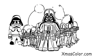 Christmas / Star Wars Christmas: Darth Vader and his Storm Troopers decorating a Christmas tree