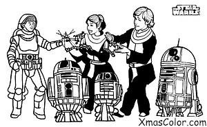 Christmas / Star Wars Christmas: Luke Skywalker and Princess Leia decorating a Christmas tree