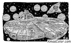 Christmas / Star Wars Christmas: Millennium Falcon in snow