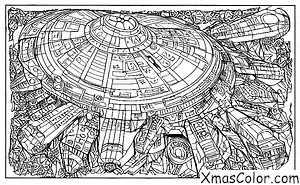 Christmas / Star Wars Christmas: The Millennium Falcon flying through a snowstorm