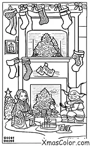 Christmas / Star Wars Christmas: Yoda sitting by the fireplace