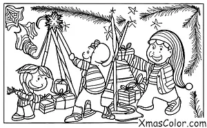Christmas / Stringing Christmas lights: A single person is stringing Christmas lights