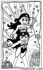 Christmas / Superhero Christmas: Wonder Woman flying