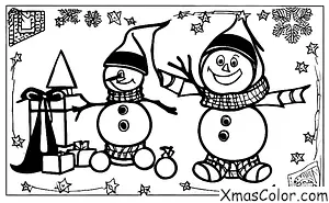 Christmas / The elves: An elf making a snowman