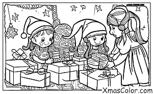 Christmas / The elves: An elf wrapping a present