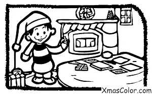 Christmas / The elves: An elf writing a letter to Santa