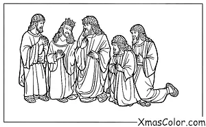 Christmas / The Three Kings: The Three Kings presenting their gifts to Jesus