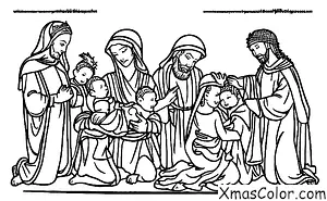 Christmas / The Three Kings: The three Kings presenting their gifts to the baby Jesus