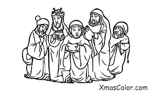 Christmas / The Wise Men: The three wise men presenting their gifts to Jesus