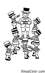 Christmas / Toy Soldiers: A toy soldier leads a group of young children in a game of hopscotch