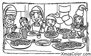 Christmas / Traditions on Christmas: A family cooking a big Christmas dinner together