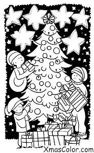 Christmas / Traditions on Christmas: A family opening presents around the Christmas tree