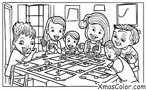 Christmas / What people do on Christmas: A family playing games on Christmas Eve