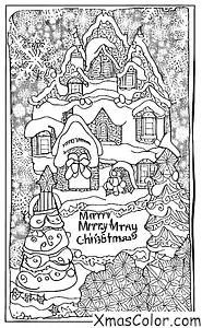 Christmas / White Christmas: White Christmas scene with a Christmas card