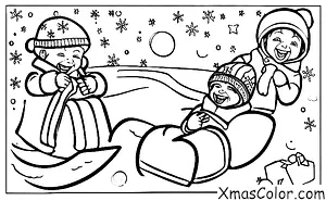 Christmas / Wintry Weather: A child going sledding