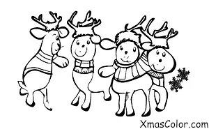 Christmas / Wrapping Christmas Gifts: reindeers wrapping a Christmas present