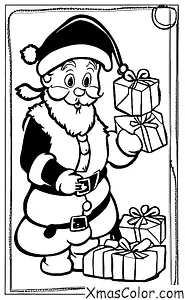 Christmas / Wrapping Christmas Gifts: Santa wrapping a Christmas present